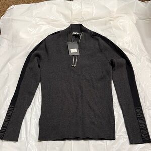 DKNY Charcoal and Black Zip-Up Sweater